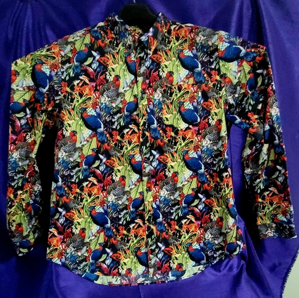 Paisley & Gray Button-Down Long Sleeve BIRD FLORAL Slim Fit Shirt Men’s-XXL-19
